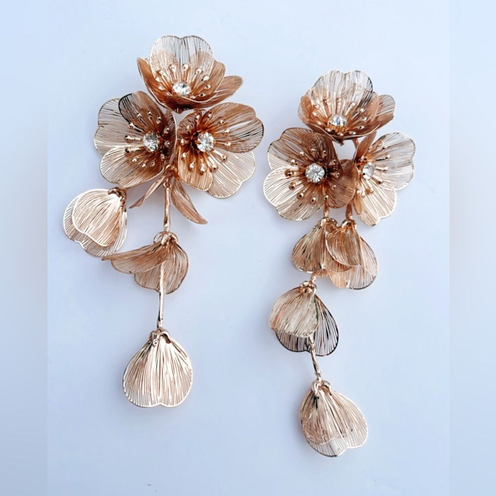 Zara Rose Gold Floral Drop Earrings